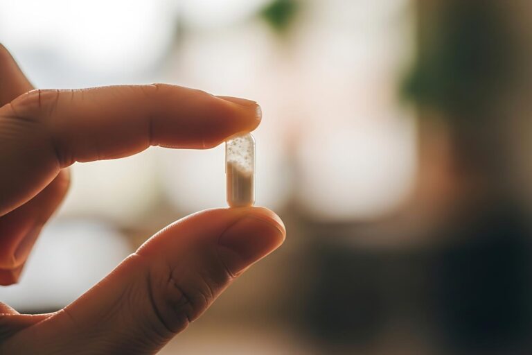 A person holding a small piece of plastic