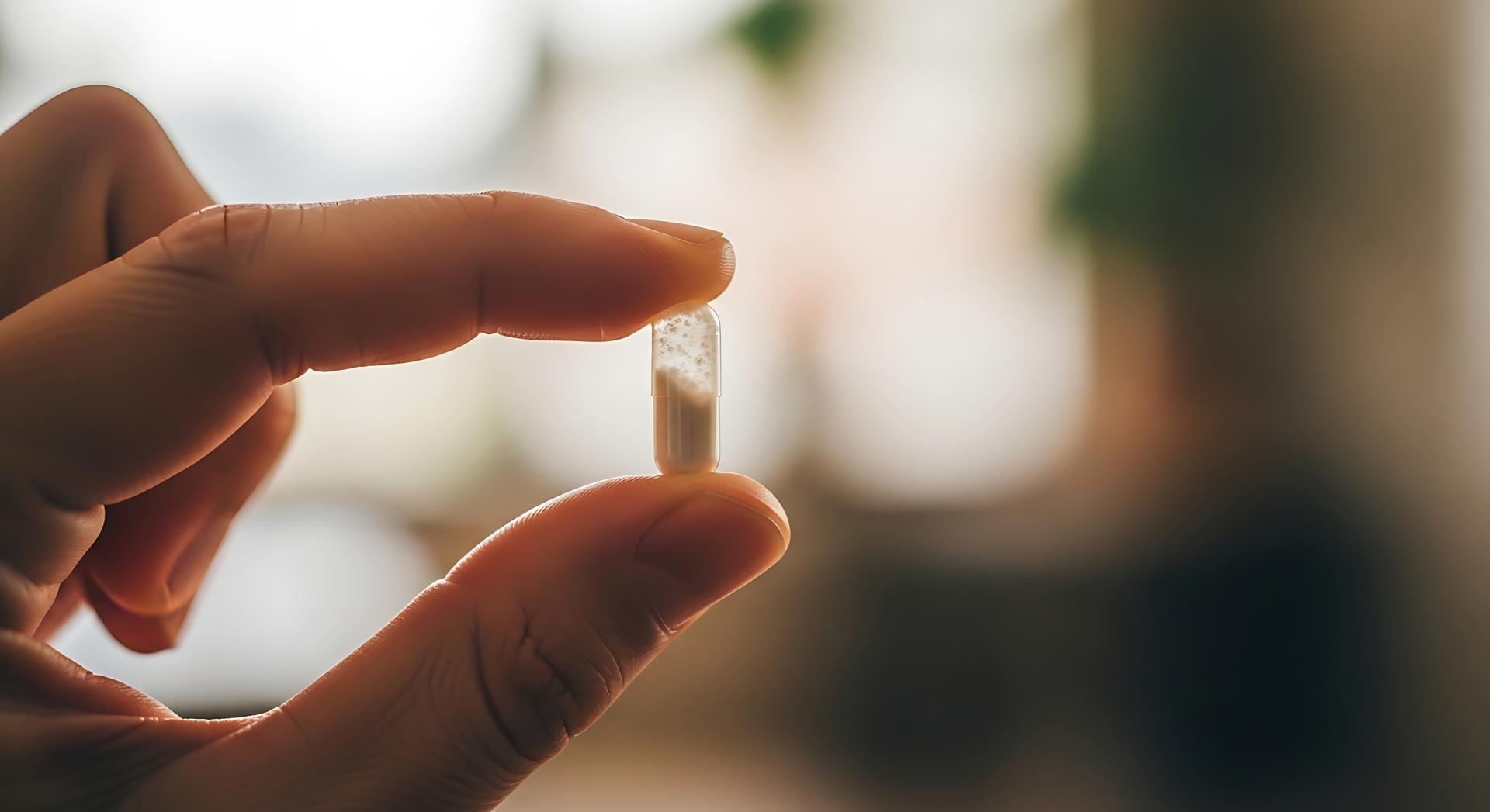 A person holding a small piece of plastic